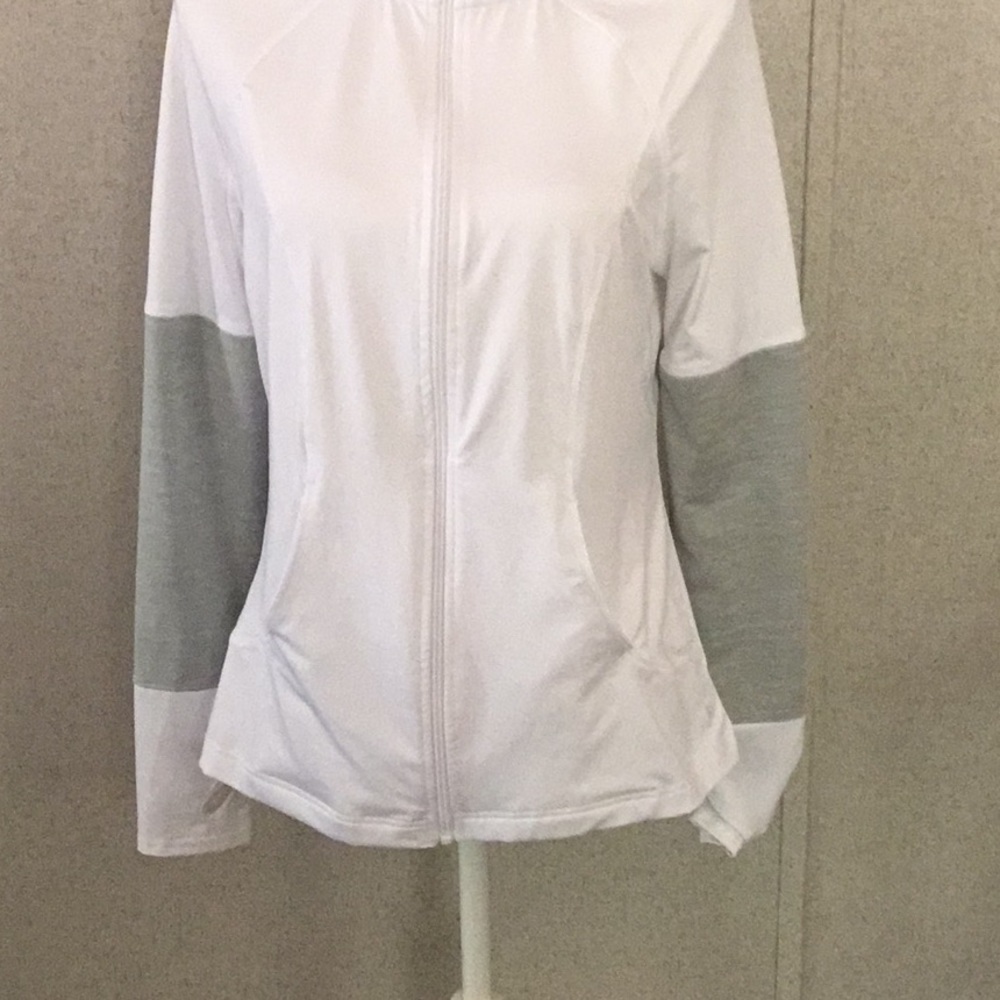 Danskin Now semi fitted white grey athletic jacket - Picture 3 of 13